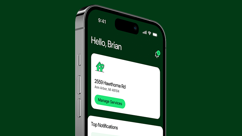 Screenshot of the TruGreen app shown on a cell phone screen